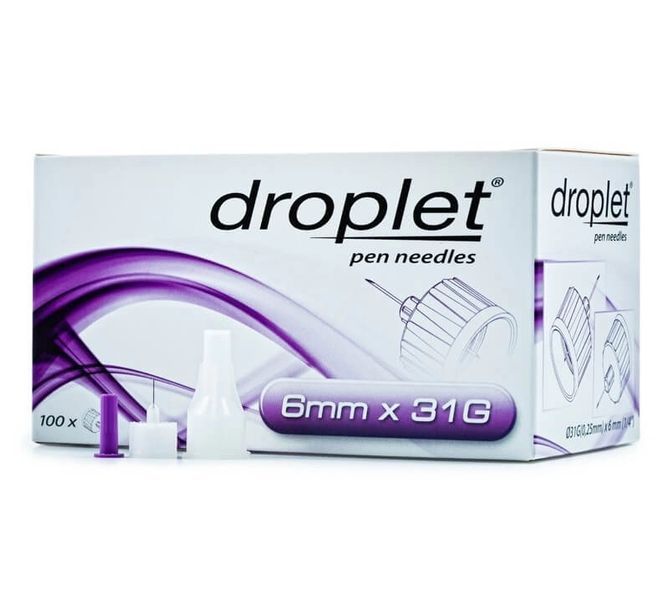 Голки для інсулінових шприц-ручок Droplet, 6 мм x 31G 74321 фото